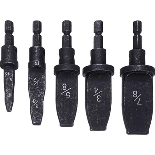 5PCs Black Metal Swaging Tool Drill Bit Set Different Sizes Copper Pipe Swaging Tools Drill 1/4 5/16 3/8 1/2 5/8 3/4 7/8 Inch