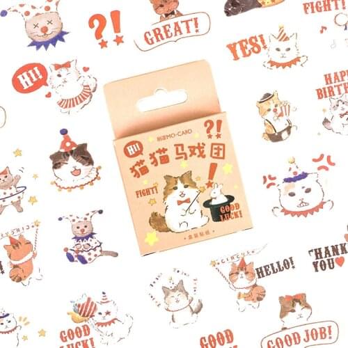 45 pcs/box Cute Cat circus series Journal Decorative Stickers Scrapbooking diy Stick Label Diary Stationery Album Stickers