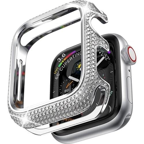Newset Diamond Bumper Protective Cases for Apple Watch Cover Series 6 SE 5 4 3 2 1 38/42mm For Iwatch 6 5 4 40/44mm watch Bands