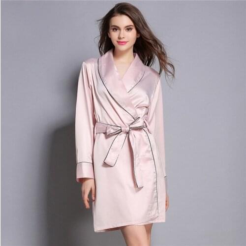 New Pattern Spring And Autumn Season Silk Robe Ma'am Sexy Pajamas Summer Bathrobe Long Sleeve Bathrobe Will Home Serve