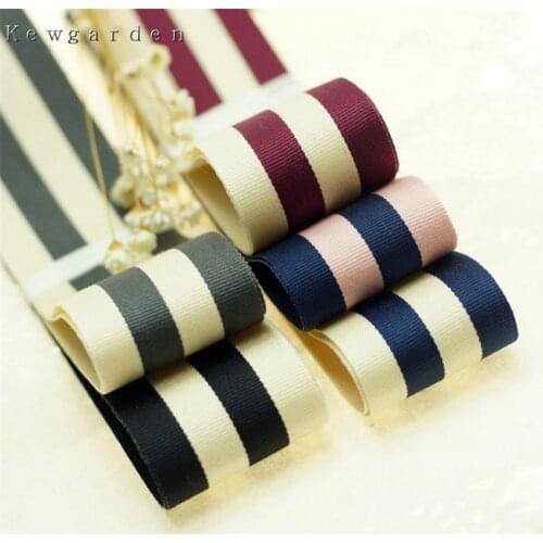 Kewgarden Handmade Tape 10mm 3/8" 25mm 1" 38mm 1-1/2" Stripe Satin ribbons Ribbon DIY Bow Packing Accessories 10 Yards