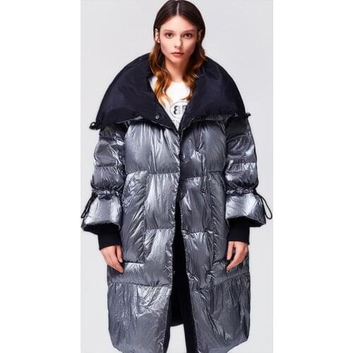 7XL plus size hit color glossy white duck down coats female fashion oversized warm hooded down parkas F523 dropshiping