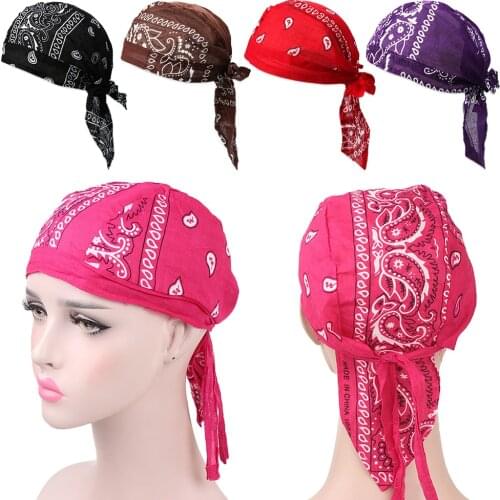 Multi-styles Men Women Adjustable Elastic Cotton Pirate Hat Quick Dry Outdoor Sport Bandana Cancer Chemo Cap Cycling Headscarf