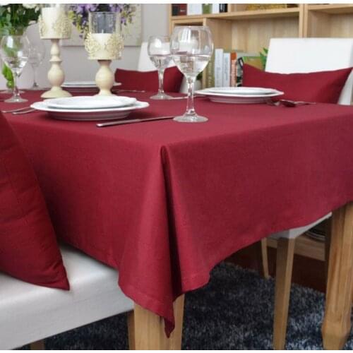 Christmas Table Cloth Polyester/Cotton Red Jacquard Table Cover For Wedding Hotel Party Tablecloth Rectangular/Round Table