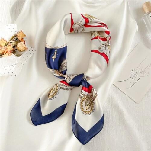 Silk Scarf Square Shawl Women Bandana Head Band Fashion Lady Hairband Wraps Female Foulard Neckerchief Hijab Summer 2021 New