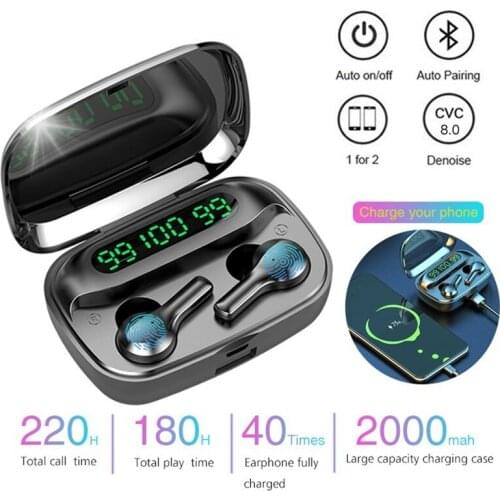 Soleeanre Bluetooth-compatible Earphones Wireless Headphones LED with Microphone Waterproof Noise Cancel Headset Earbuds