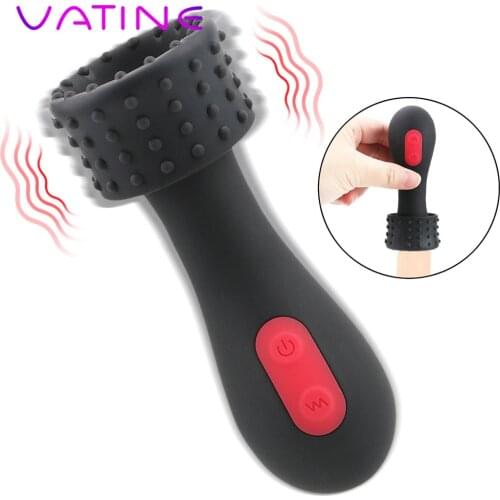 VATINE 9 Speed Delay Lasting Trainer Glans Stimulator Vaginal Cup Glans Massager Silicone Penis Vibrator Male Masturbators