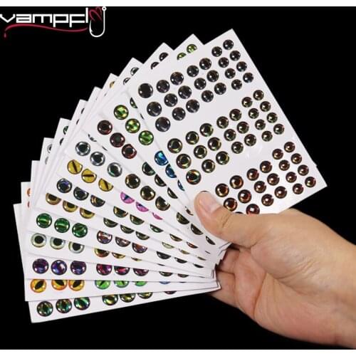 Vampfly 2Sheet (138pcs) 3D Simulation Artificial Holographic Fish Eyes Epoxy 3D Fish Eyes For Fishing Fly Tying Jig Fishing Lure