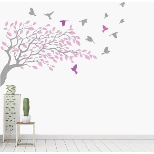 Tree Branch Wall Sticker Bird and wild Swallow Kid Room Wallpaper Baby Room Nursery Vinyl Decal large size Art poster ds001