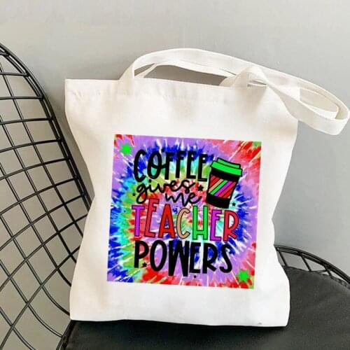 Supplies Coffee gives me Teacher Powers Printed Tote Bag women Harajuku shopper Funny handbag shopping Lady gift Canvas Bag