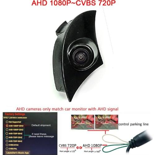 180deg fisheye 1080P/720P AHD view CCD Car Front View vehicle Logo Camera for Toyota RAV4 2014 2015 2016Brand Mark Camera CVBS