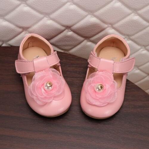 2019 Spring Kids Fashion T-Strap Casual Shoes For Girls Princess Lace Flower Flat Shoes Children Baby Soft Shoes Size 21-25