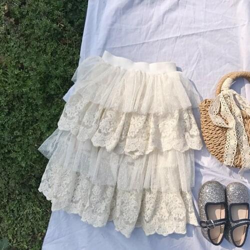 2021 New Children Girls Lace 4 Layers Skirt Very Beautiful Soft Kids Tiered Tulle Skirt