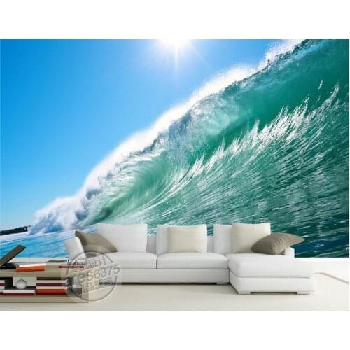 3D TV backdrop of the sea waves 3d room wallpaper landscape 3d wallpaper living room Home Decoration