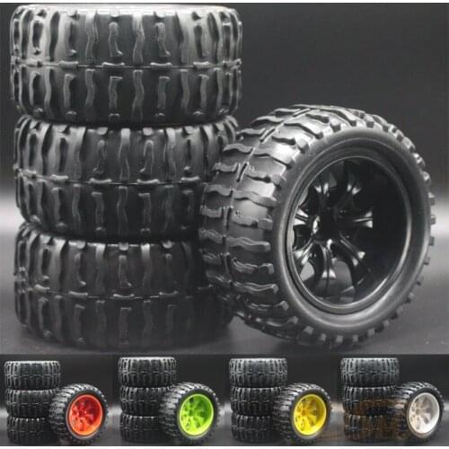 5 colors 4pcs RC Rubber Sponge Tires Tyre Wheel Rim HSP 1:10 Monster Bigfoot Truck 88015 HSP 94111 94108 94188