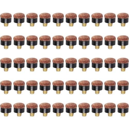 50Pcs Billiard Pool Cue Stick Screw-on Tips 1m Billiard Cue Tips for Pool Cues and Snooker