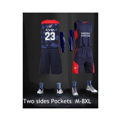 1 Set Mens Large Size Loose basketball jersey Sports clothes college tracksuits Combination Training Competition Shirts Shorts