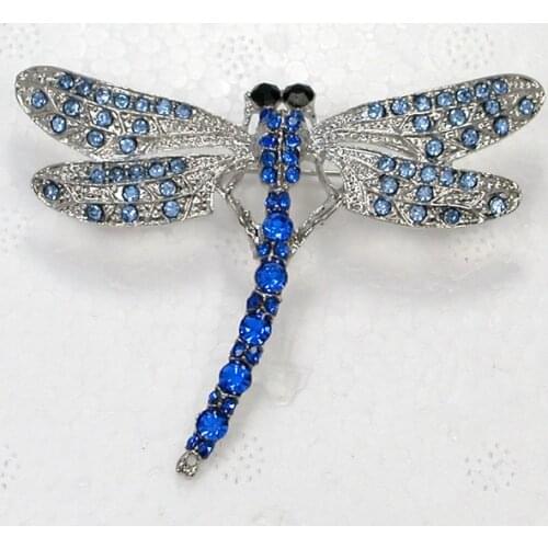 Dragonfly Brooch Blue Rhinestone Pin brooches C497 B