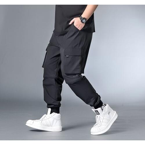 7XL-XXXXL Pachwork Cargo Pants Streetwear Hip Hop Ribbons Joggers Pants Men Japanese Style Black Casual Track Pants Fashions