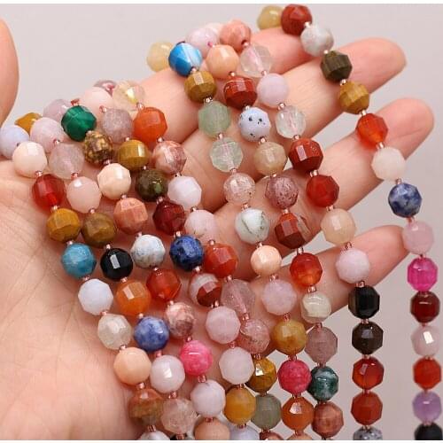 8mm Natural Stone Beads Faceted Colorful Agates Loose Beaded For DIY Jewelry Making DIY Bracelet Accessories Gift