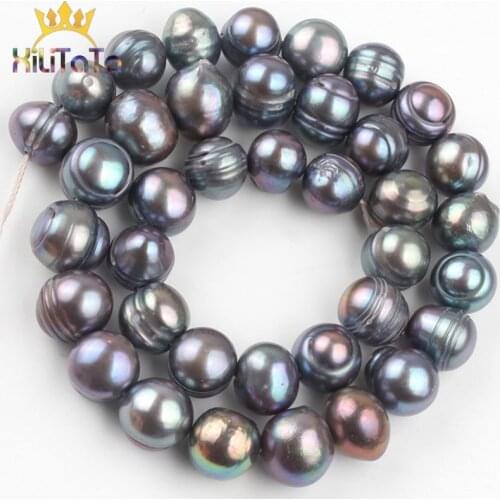 10-11mm Natural Black Freshwater Pearl Beads Round Loose Spacer Pearls Beads For Jewelry Making DIY Bracelet Accessories 15
