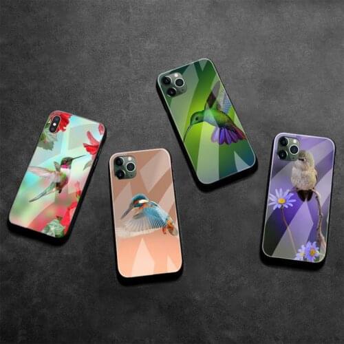 Cute Hummingbird Bird Phone Case Tempered Glass For iPhone 12 Pro Max Mini 11 Pro XR XS MAX 8 X 7 6S 6 Plus SE 2020 cover