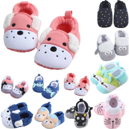 PUDCOCO Lot Color Baby Shoes Boys Girls Soft Sole Cute Cartoon Animal Crib Shoes Anti-slip Boots Slipper Socks Prewalkers 3-11M