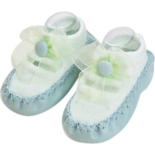 Baby Boys Girls Infant Spring Cotton Bow Socks Warm Anti Slip Floor Socks Leg Warmer