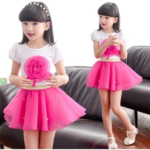 Children 2017 Girls Summer New Korean Children Set of Two Short Sleeved Skirt Girls Set