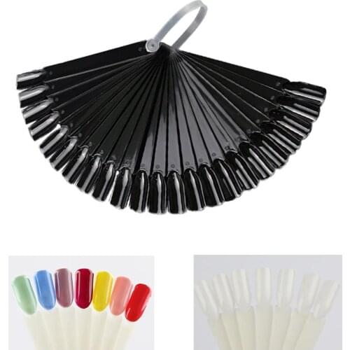 24pcs False Nail Tips Display Board Fan Shaped Polish Color Card Manicure Nail Art Practice Show Display Tools