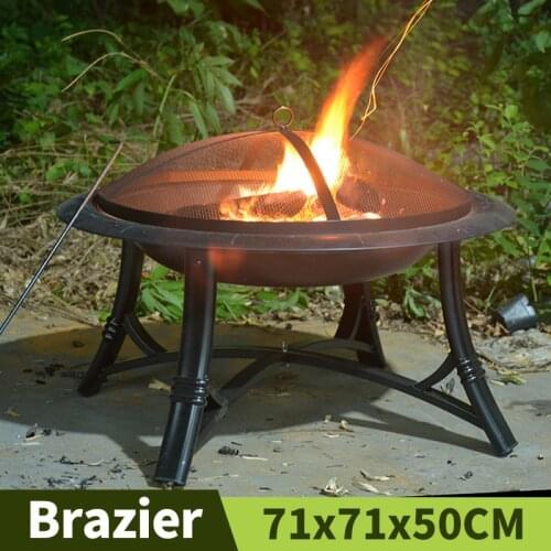 Camping Fire Pit Bonfire Stove Bonfire Activity Wood Basket Black Garden Decoration Wood Stove Heating Furnace With Baking Net