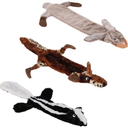 Pet Dogs Chew Squeaker Toy Plush Rabbit Whistling Squirrel Shape Cute Wolf Toys Stuffed Squeaking Animals for Dog Puppy Toys