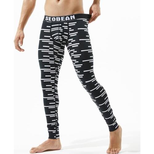 Long Johns Warm Pants Men Striped Printed Thermal Underwear Leggings Hombre Slim Fit Cotton Winter Youth Male Oupa Termica