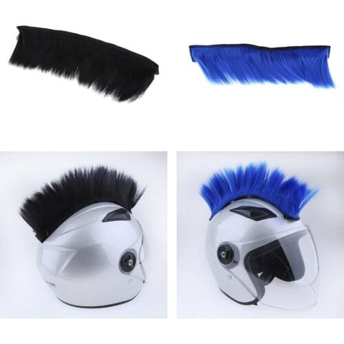 2pcs Motorcycle Adhesive Helmet Mohawk Hair Patches Skinhead Costumes Wig
