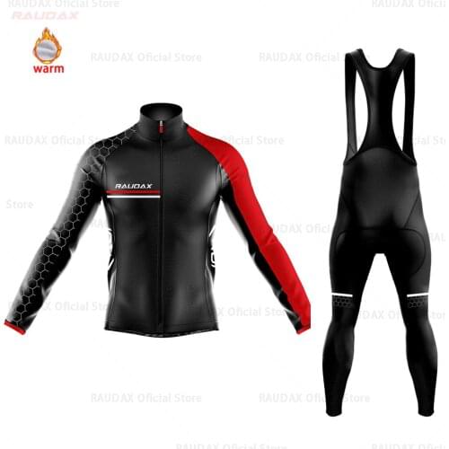 Cycling Jersey Set 2021 Team Raudax Winter Fleece Cycling Clothing MTB Cycling Bib Pant Ropa Ciclismo Triathlon Cycling Kit
