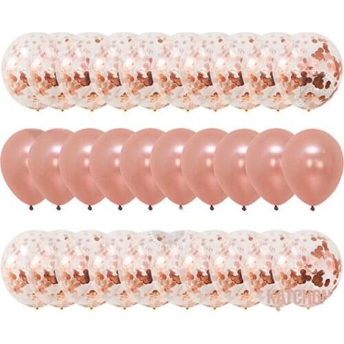 30pcs/set 10pcs 10Inch Rose Gold Latex Balloons +20pcs 12inch Glitter Balloon Anniversary Engagement Wedding Party Propose Decor