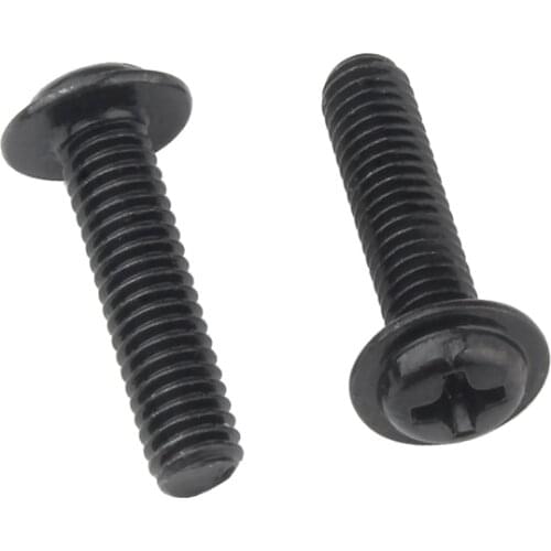M2 M2.5 m3 m4 m5 Black Carbon steel PWM cross phillips pan round truss head with washer padded collar screw machine bolt screws
