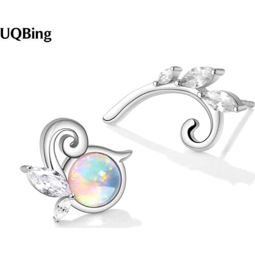 Fashion 925 Sterling Silver Zircon Moonstone Women Wedding Stud Earring