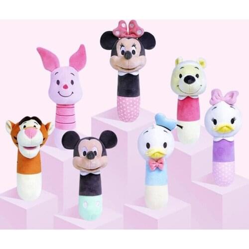 Genuine Disney Appease Plush Toy Mickey Minne Mouse Donald Duck Daisy Pigleta Soft Stuffed Doll Baby Rattle Comfort Toys Gift