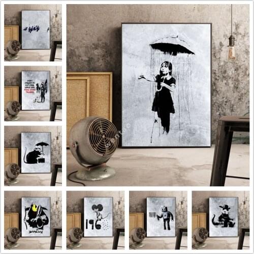 Banksy Graffiti Art Canvas Painting Kiss Peace Poster and Print Quadros Wall Art Picture for Living Room Home Decoration Cuadros