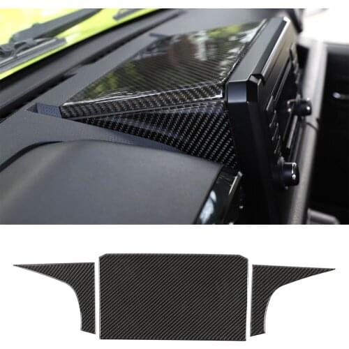 Real Carbon Fiber Car CD Screen Above Side Decoration Stickers For Suzuki Jimny 2019+ Interior Auto Car Styling Accessory 3Pcs