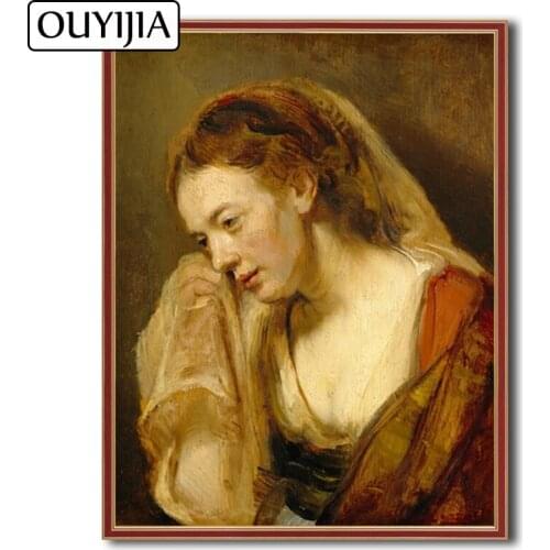 OUYIJIA 5D Rembrandt Woman DIY Character Picture Of Rhinestone Decoration Gift Portraits Oil Mosaic Diamond Painting Embroidery