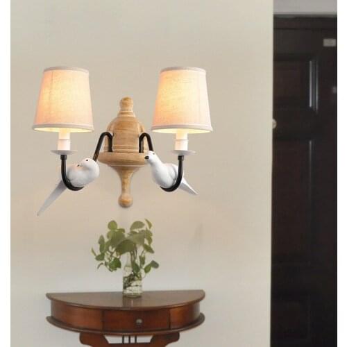 Nordic Retro Loft Birds Pendant Lights Vintage Resin Bird Fabric Lampshade For Kitchen Dining Room Bar Hanging Lighting 110-240v