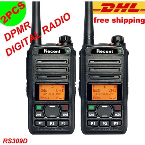 DHL 2PCS DPMR Professional digital two way radios 3 watt Walkie Talkie RS309D 256 Channels tri-color LCD radio comunicador