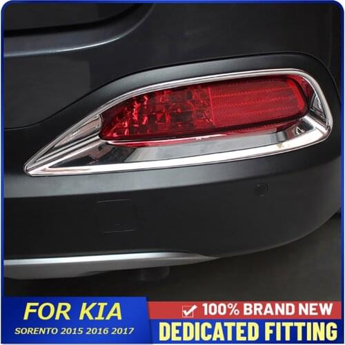 For Kia Sorento 2015 2016 2017 Car Rear Bumper Fog Lamp Frame ABS Chrome Back Foglight Decorative Cover Trims Auto Parts
