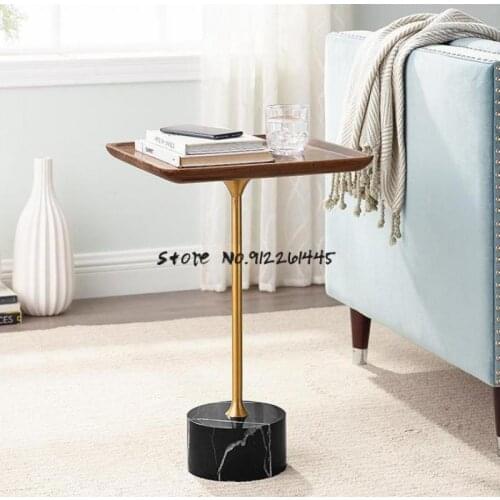 Light Luxury Solid Wood Small Side Table High Narrow Corner Table Sofa Side Table Mini Tea Table Creative Bedside Table Mobile B