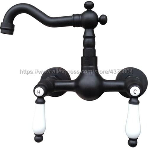 Swivel 360 Bathroom Bathtub Faucet Torneira Wall Mount Oil Rubbed Black Bronze Basin Sink Faucet Mixer Tap Nnf522