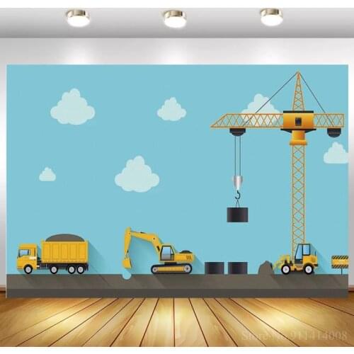 Construction Theme Birthday Party Photography Backdrop Builder Dump Truck Toy Story Photo Background Decor Props Supplies