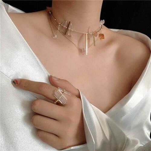 High - level luxury gold crystal necklace multi-layered irregular pendant necklace,delicate and elegant womens fashion jewelry