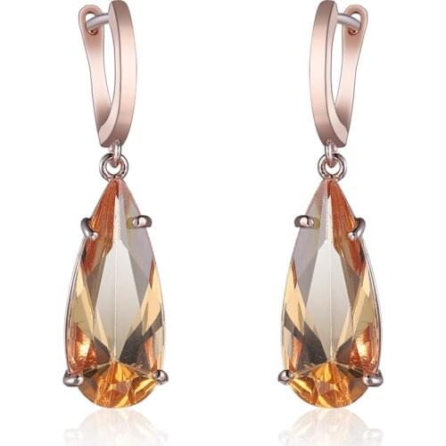 Champagne Crystal Earrings For Women 2020 Stud Earings Fashion Jewelry Female Trendy Ears Accessories